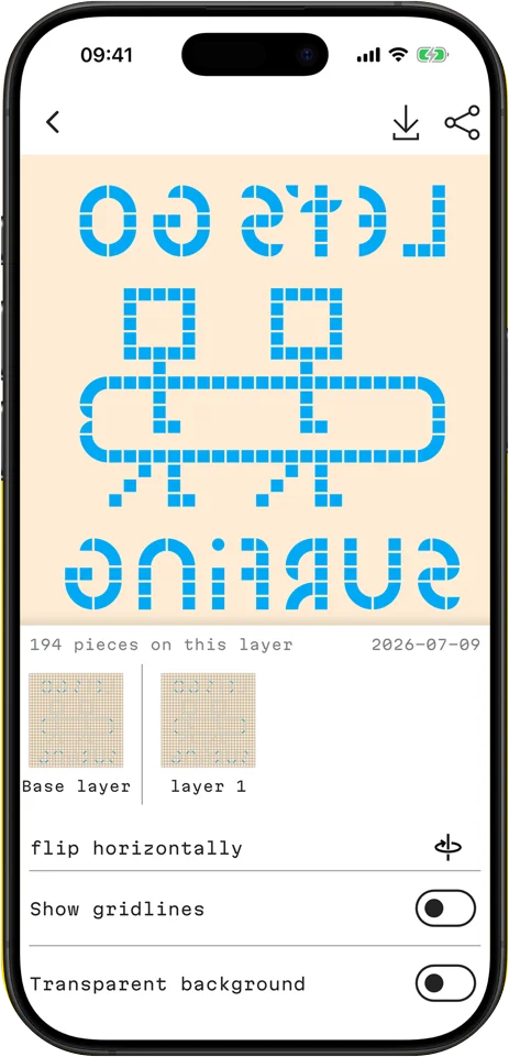 inkBlox app: flip a design with the mirror feature