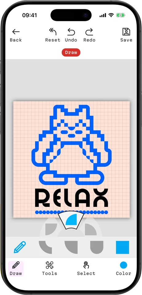 inkBlox app: drawing a design with the built-in blox shapes